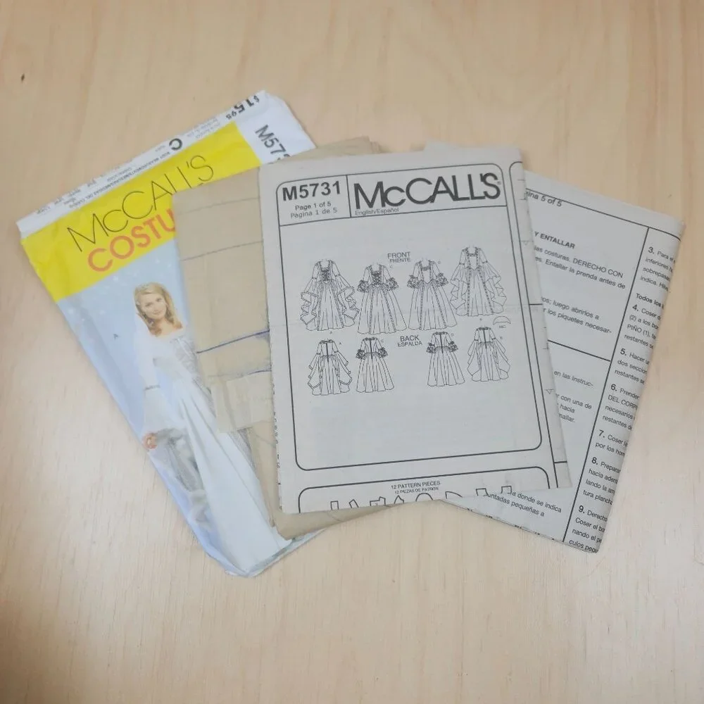 McCalls M5731 Misses Childrens & Dolls Princess Costumes Sewing Pattern 4-5-6